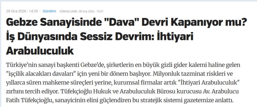 Avukat Fatih Tüfekçioğlu'nun Mavi Marmara Gazetesi'ndeki röportaj kupürü.